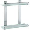 GEDY Cloud Portaoggetti doccia satinato rettangolare, 2 ripiani, Misure: 30X30X14,6 CM, Portaoggetti bagno in alluminio e vetro temperato, Fissabile con colla, Design R&S Gedy, 2 anni di garanzia