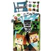 Minecraft 3D Set 2pezzi Letto Singolo Lenzuola Copripiumino Federa 100% cotone