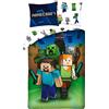 Minecraft Team Set 2pezzi Letto Singolo Lenzuola Copripiumino Federa 100% cotone