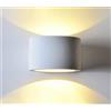 BES Applique Lampada Parete Interno 25W Gesso Bianco Doppia Luce Sopra Sotto GS-5016