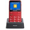 Panasonic Telefono Cellulare Anziani Tasti Grandi SOS con Base Rosso KXTU155EXRN