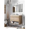 FORES HABITAT Mobile sotto lavabo bagno MDF/PVC 80x45x80h cm + Specchio 305110H