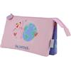 DOHE - Astuccio Scolastico 3 Scomparti - Chiusura con Cerniere, Licenza Ufficiale, Poliestere Resistente, 23x12x2,5 cm, Materiale Scolastico - Pink Panther ecoPink - Rosa