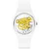 Swatch Orologio Swatch Time To Yellow Small SO31W105 Watch Bianco Giallo Bioceramic