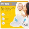 Medela Coppette Assorbilatte Ultratraspiranti, Altamente Assorbenti, Design Discreto per Uso Confortevole, Confezione da 60 Pezzi