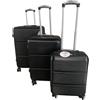 ito electronics Set di 3 valigie con serratura a combinazione a 4 ruote, colore nero, Nero, Kofferset 3-teilig, Set di valigie
