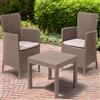 Keter Set salotto da giardino effetto rattan con tavolo e due poltrone sedie beige