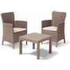 Keter Set salotto da giardino effetto rattan con tavolo e due poltrone sedie beige