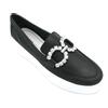 Frau 36M4 mocassino pelle nero-bianco con pietre fondo gomma