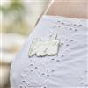Ginger Ray Spilla in argento smaltato floreale con stampa bianca e verde salvia, 3,3 cm x 5,3 cm