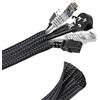 Romon 3M Guaina Cavi Intrecciata, 13-20mm Flessibile Self-closing Raccogli Cavi, Tagliabile Nascondi Cavi Guaina, Espandibile Copri Cavi Elettrici per TV Computer Ufficio Casa Auto- Nero