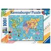 Ravensburger - Puzzle Mappa del mondo, 100 Pezzi XXL, Età Raccomandata (b4i)
