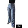 AKE' JEANS Pantaloni AKE' Fit CARGO in Denim Stone Washed-VITA ALTA- con TASCONI