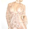 Stola beige nude donna 30% seta maxi foulard sciarpa coprispalle scialle UG72