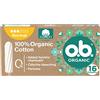 o.b. Assorbenti Interni Organic Normal 100% Cottone Biologico, Assorbenti facili da applicare e rimuovere, Assorbenti cotone certificato per flusso normale, 1 confezione da 16 tamponi