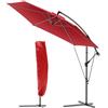 VOUNOT® Ombrellone da Giardino, Diametro 3M, Ombrellone Decentrato Parasole, con Base a Croce e Antivento Cinghia, Protezione UV, Rosso