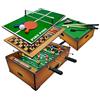 Sport One Calcetto e biliardo da appoggio, Gioco da tavolo 6 in 1, Calcetto balilla misure 51x31x16cm, Bigliardino da casa con giochi da tavola: ping pong, scacchi, dama, backgammon, Legno