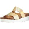 PIECES PS Tayly Leather Sandal Aperti con Zeppa Donna, Gold Colour, 41 EU