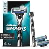 Gillette Rasoio da barba Gillette Mach 3 per uomo (manico + 2 cartucce)