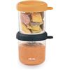 BÉABA - Set di 2 Contenitori Pappa, Vasetti in Vetro per la Conservazione, Porzioni Freezer Svezzamento, Neonati e Bambini, Scala Graduata Misurazione, Termoresistente, 250 ml, Blu notte/Miele