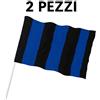 BANDIERA INTER ATALANTA PISA NERAZZURRA NERA E AZZURRA 90x60 Cm Con Asta 2 PZ