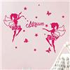 Ambiance Sticker Adesivo Nome Personalizzato Fate Ballerine - Decorazione da Parete Camera Bambino 2 Fogli da 30 x 35 cm e 40 x 30 cm - Fucsia