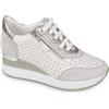 Valleverde Sneakers Valleverde 36421 pelle e camoscio bianco e grigio zeppa 5,5 cm SCONTO