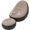 Hongu Poltrona Gonfiabile Floccata Cm 116x98x83 con Poggiapiedi relax casa con pompa