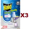 Raid 3 PZ RAID FAMILY LIQUIDO RICARICA LAVANDA 60 NOTTI CONTRO ZANZARE TIGRE 36ML
