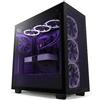 NZXT H7 Flow - Case da gioco per PC Mid Tower ATX - Porta I/O USB tipo-C anteriore - Pannello laterale in vetro temperato - Supporto GPU verticale - Illuminazione RGB integrata - Nero