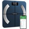 Healthkeep Bilance pesapersone digitale-Bilance impedenziometrica Superficie in vetro con funzione di misurazione dei dati del grasso corporeo tramite APP
