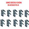 Gancio in acciaio per zoccolo zoccolatura mobile cucina set 10 ganci