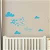 Ambiance Sticker Adesivi Nome Personalizzato Adesivo Aereo nelle Nuvole - Decorazione da Parete Camera Bambino 2 Fogli da 35 x 25 cm e 40 x 25 cm - Azzurro