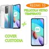 COVER CUSTODIA PELLICOLA VETRO TEMPERATO PER XIAOMI REDMI 10