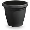 VECA SPA Vaso da Esterno tondo in plastica Verona Antracite 40 cm Veca