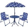 KASAVIVA Set Tavolino Baby Bambino con 2 Sedie e Ombrellone Blu