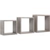 Sanitec SET 3 CUBI MENSOLE PARETE ROVERE GRIGIO NUOVO SCAFFALE SALOTTO CAMERA INCUBO