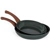 CASA COLLECTION Set 2 Padelle Antiaderenti ad Induzione GreenLife Manico Effetto Legno 24 + 2...
