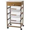 MOTTIWOOD Carrello Portaverdure in Legno di Faggio Noce 3 + 1 Cassetti con Mattonelle