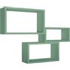 Sanitec SET 3 MENSOLE RETTANGOLARI PARETE VERDE ACQUA SCAFFALE CAMERA TRITTICO