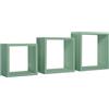 Sanitec SET 3 CUBI MENSOLE PARETE VERDE ACQUA SCAFFALE SALOTTO SOGGIORNO CAMERA INCUBO