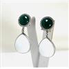 ORECCHINI IN ARGENTO 925 CON AGATA VERDE E GOCCE DI AGATA BIANCA AGHT 0604