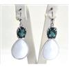 ORECCHINI IN ARGENTO 925 CON QUARZO VERDE E AGATA BIANCA PENDENTI AGHT 0348