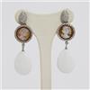 ORECCHINI IN ARGENTO 925 CON ZIRCONI PENDOLI AGATA BIANCA E CAMMEI AGHT 0713