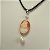 CIONDOLO IN ARGENTO 925 CON PERLE BAROCCHE E CAMMEO IN CORNEOLA VOLTO AGDV 0186