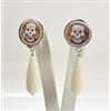 ORECCHINI IN ARGENTO 925 CON CAMMEI TESCHIO PIRATA E GOCCE PENDENTI AGHT 0357