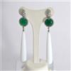 ORECCHINI IN ARGENTO 925 CON ZIRCONI AGATA VERDE PENDOLI AGATA BIANCA AGHT 0714