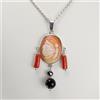 COLLANA E CIONDOLO IN ARGENTO 925 CON ONICE CORALLO E CAMMEO FARFALLA AGDV 0144