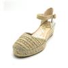 Vidorreta 09200 decollete rafia pelle beige marrone zeppa T 5cm