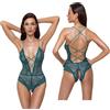 Cottelli LINGERIE Body donna in pizzo trasparente sexy bodysuit mutanda slip intimo aperto erotico